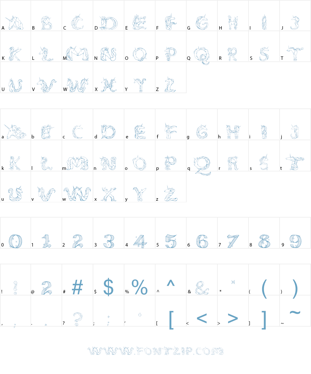 Magical Unicorn Font Character