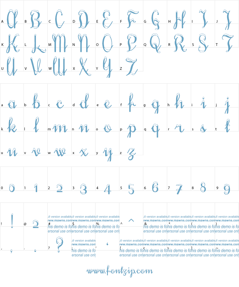 Snowhouse DEMO Font Character