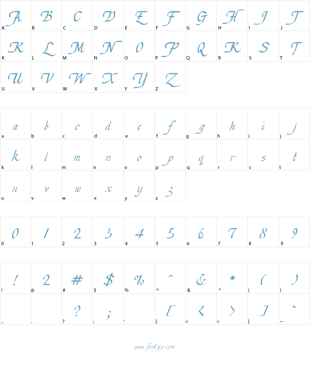 Chancellerie Moderne Demo Font Character