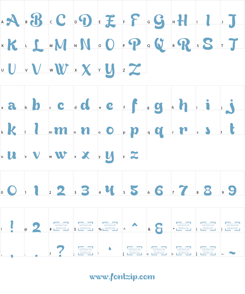 Bready Regular Demo Font Character
