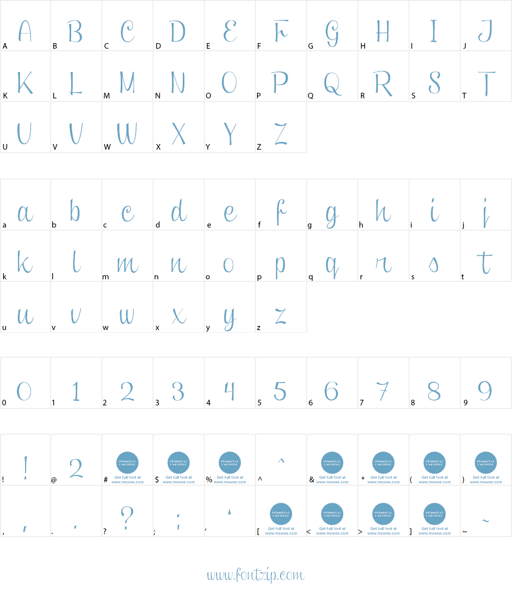 Clipper Script Font Character