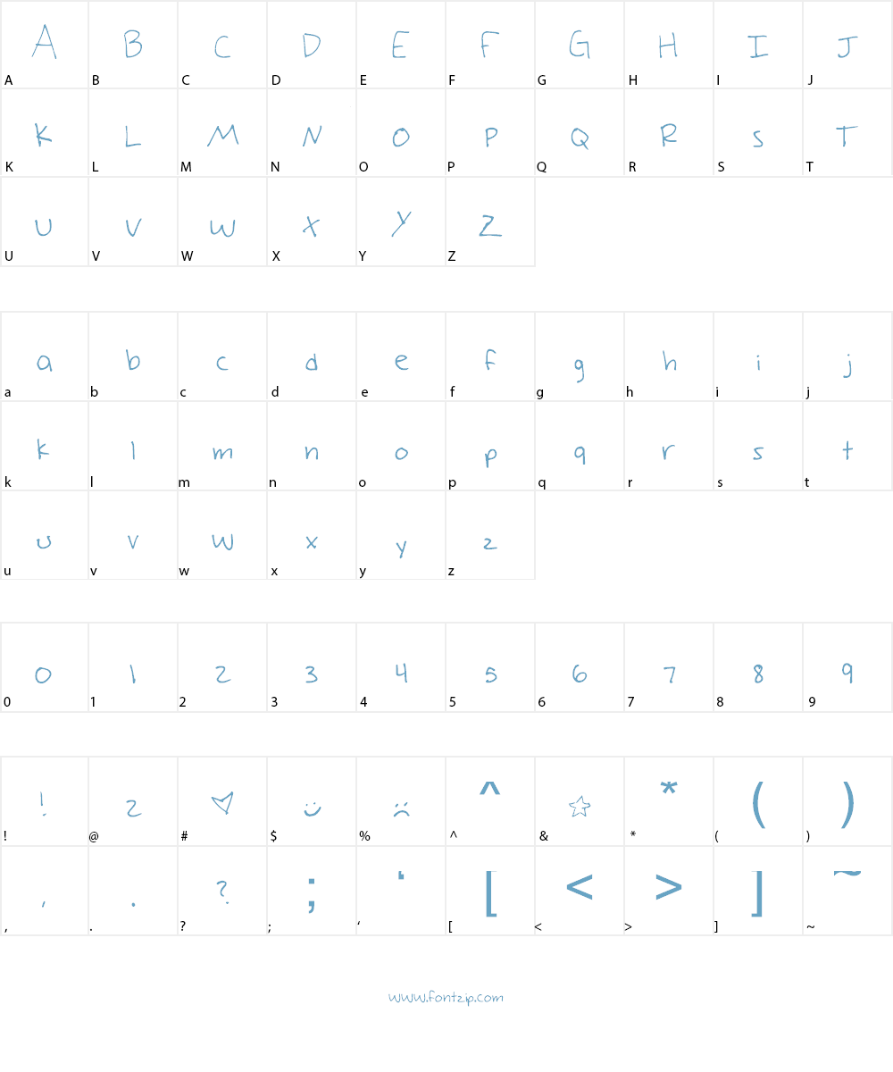 RebeccaHand Font Character
