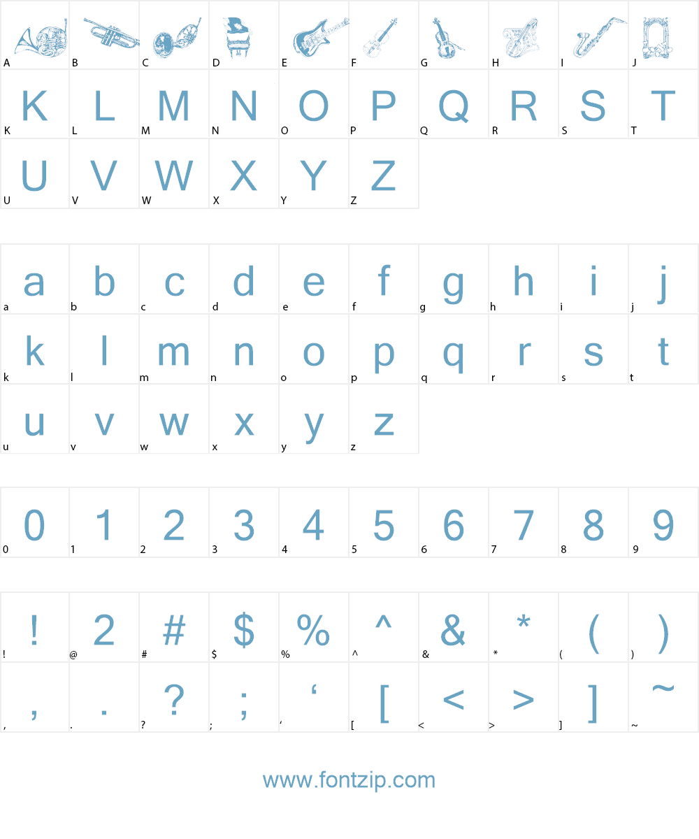 Destiny's Music Dings Font Character