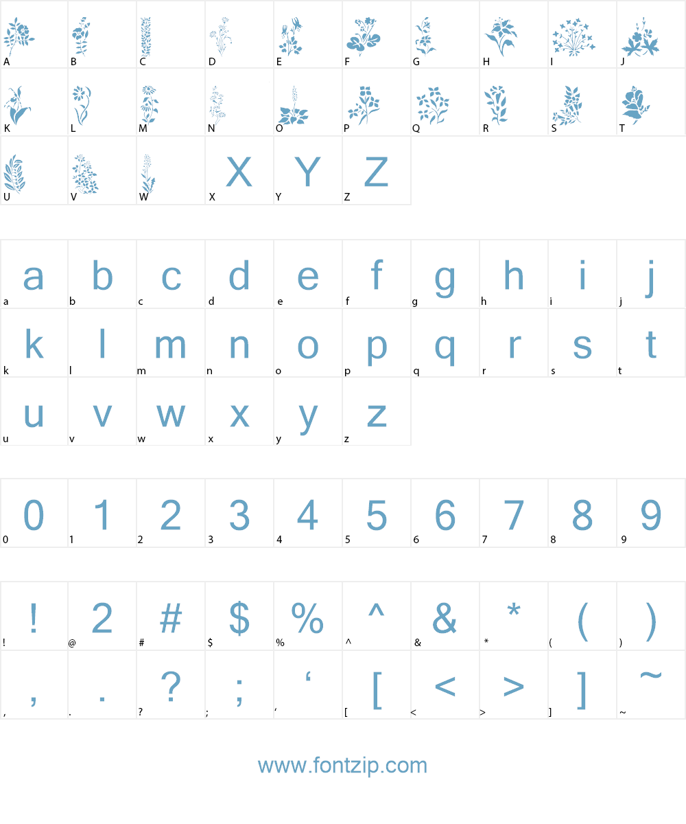 Wildflowers1 Font Character
