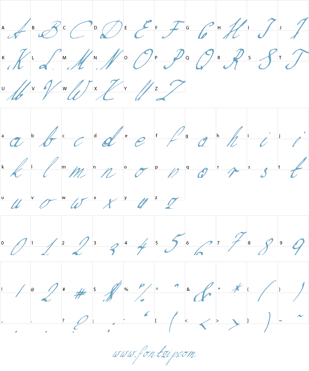 Nillie's Love Letters Font Character