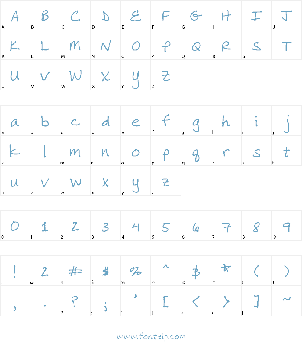 EricasHandwriting Font Character