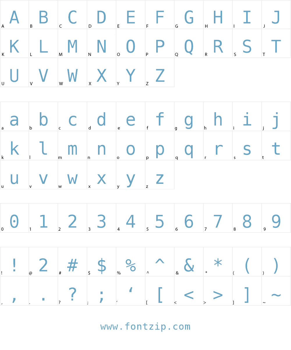 DejaVu Sans Mono Font Character