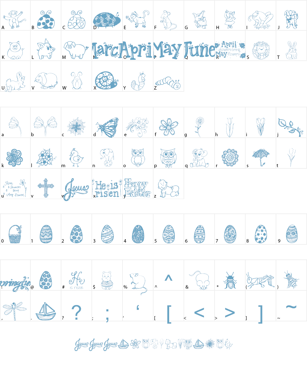 Janda Spring Doodles Font Character