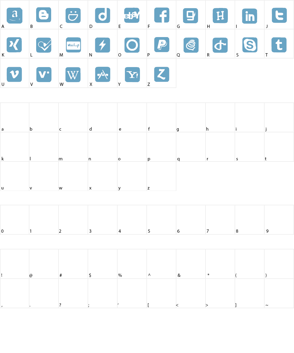SocialNetworkingSymbols1 Font Character