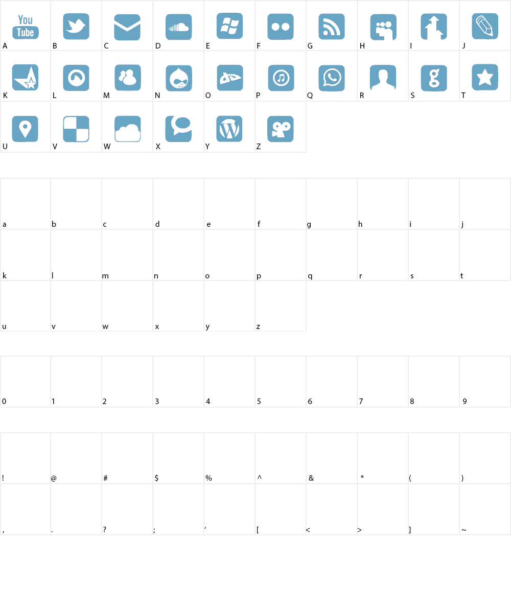 SocialNetworkingSymbols2 Font Character