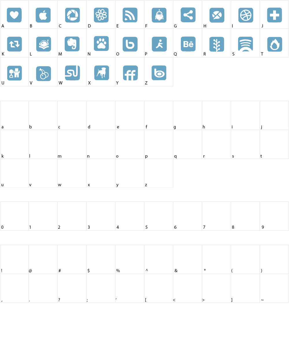 SocialNetworkingSymbols3 Font Character