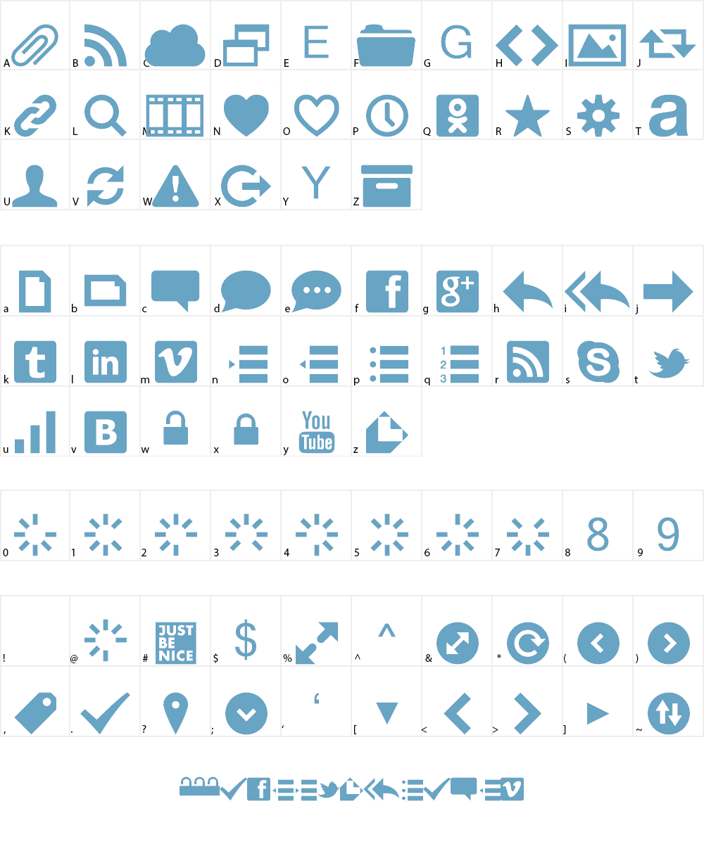 Web Symbols Font Character