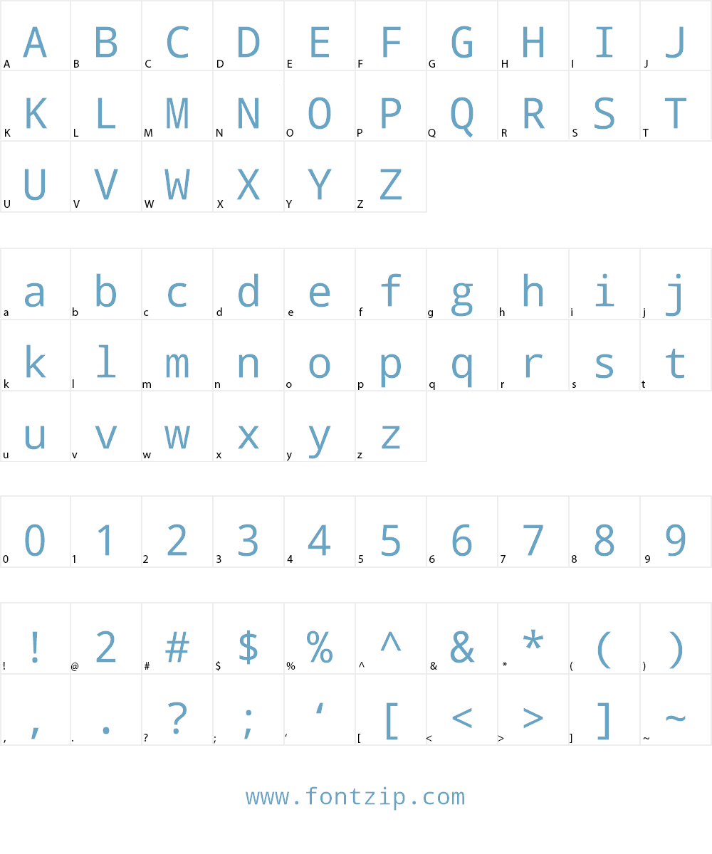 Droid Sans Mono Font Character