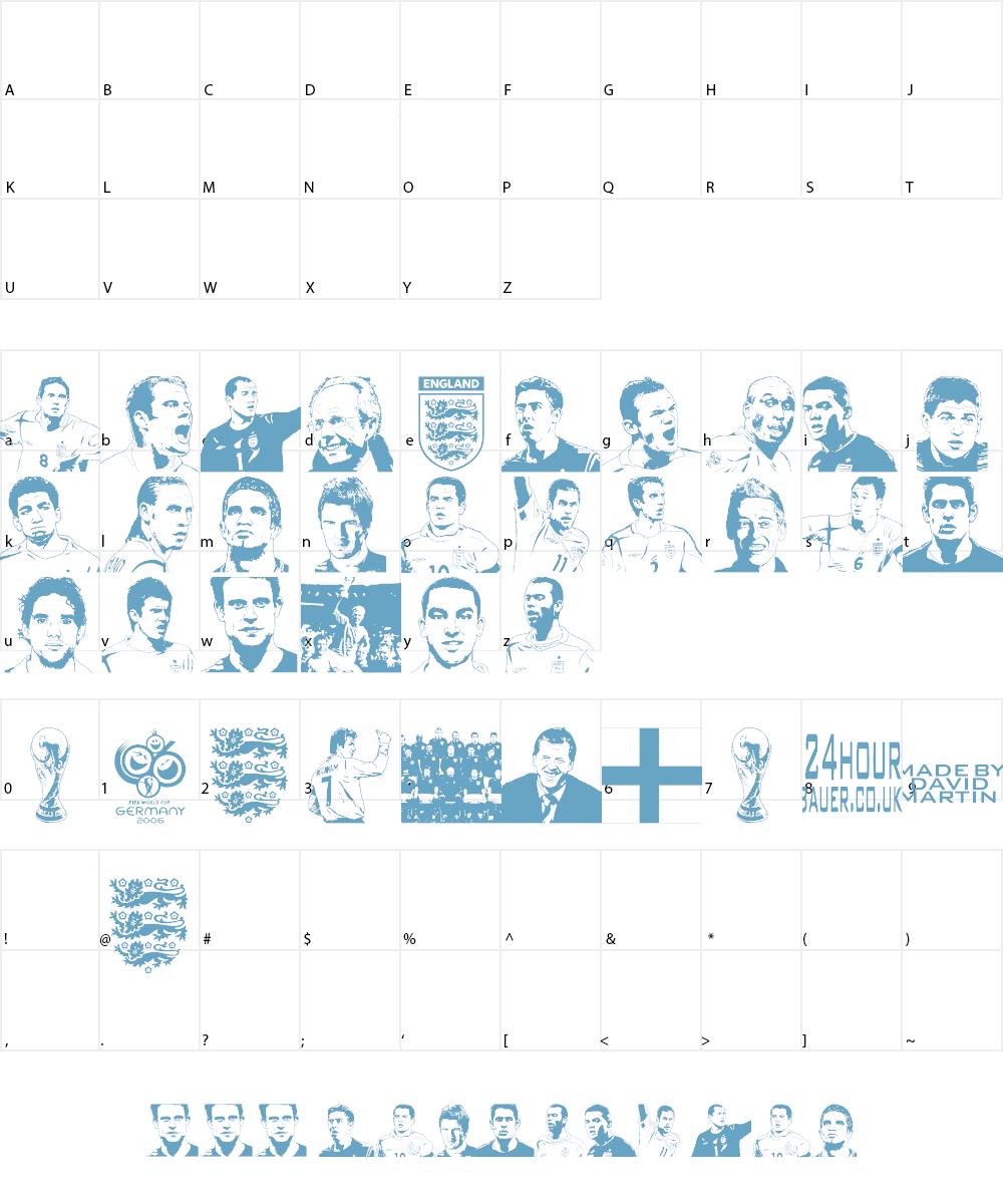 England squad 2006 Font Character