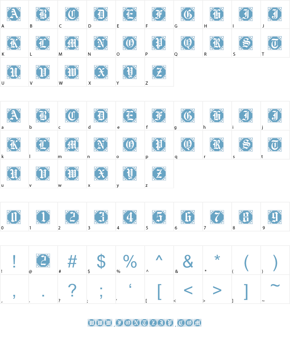 GothicCornerCaps Font Character