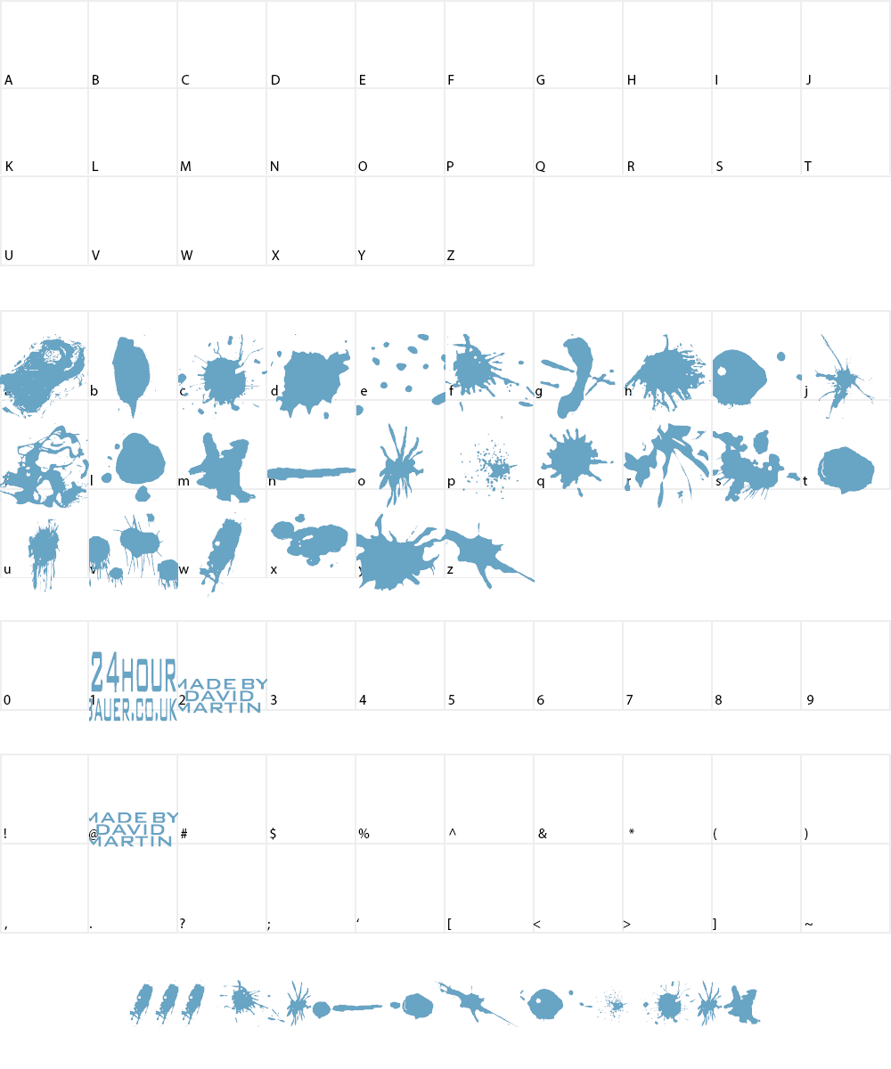 Split splat splodge Font Character