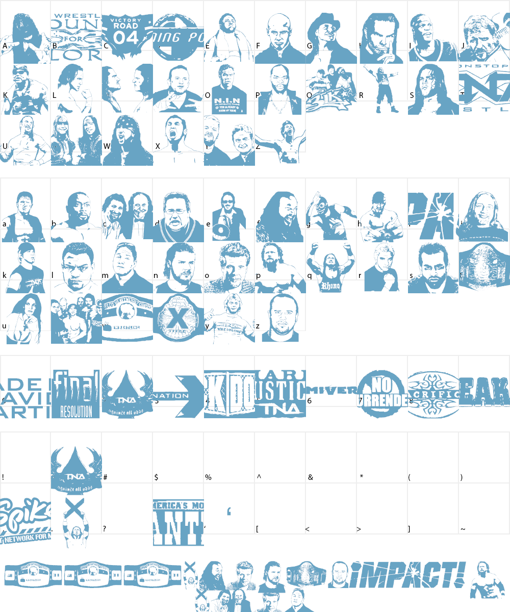 TNA Bound for Glory Font Character