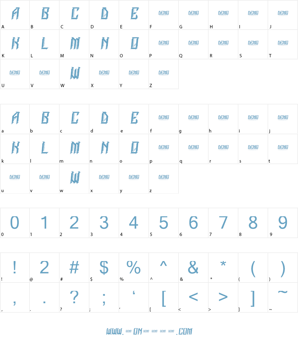 NEWBLACKDEMO Font Character