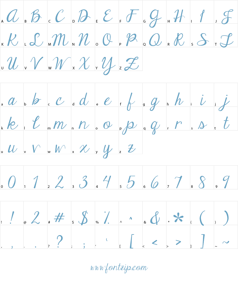 Janda Elegant Handwriting Font Character