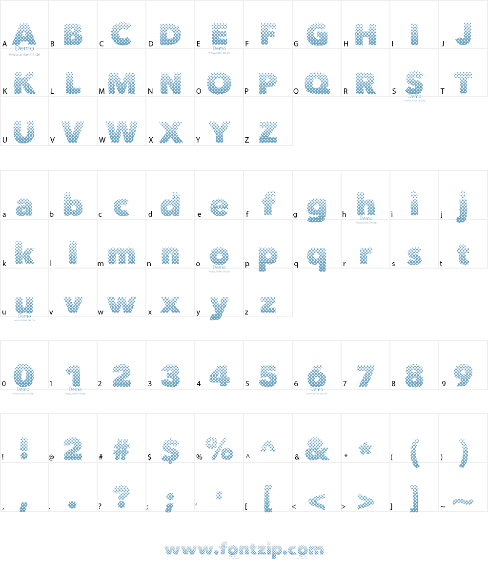 aa Halftone Demo Font Character