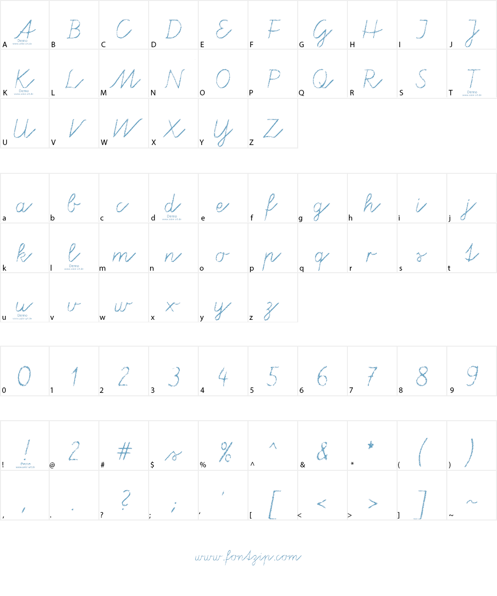 aa Tafelschrift DEMO Font Character