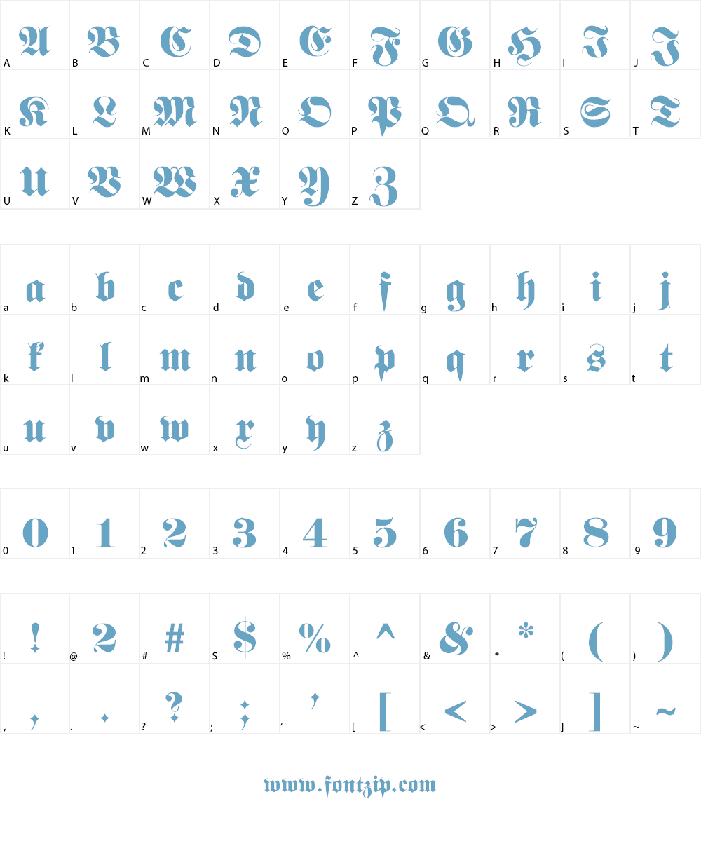 Fette UNZ Fraktur Font Character