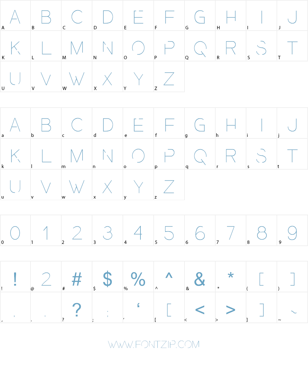 Presa Ultralight Font Character