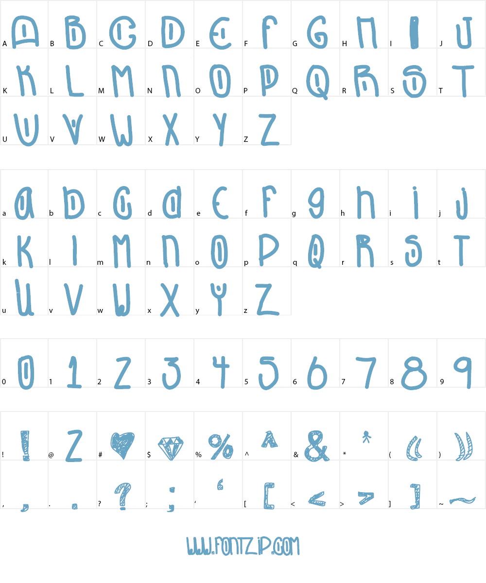 DontLookBack Font Character