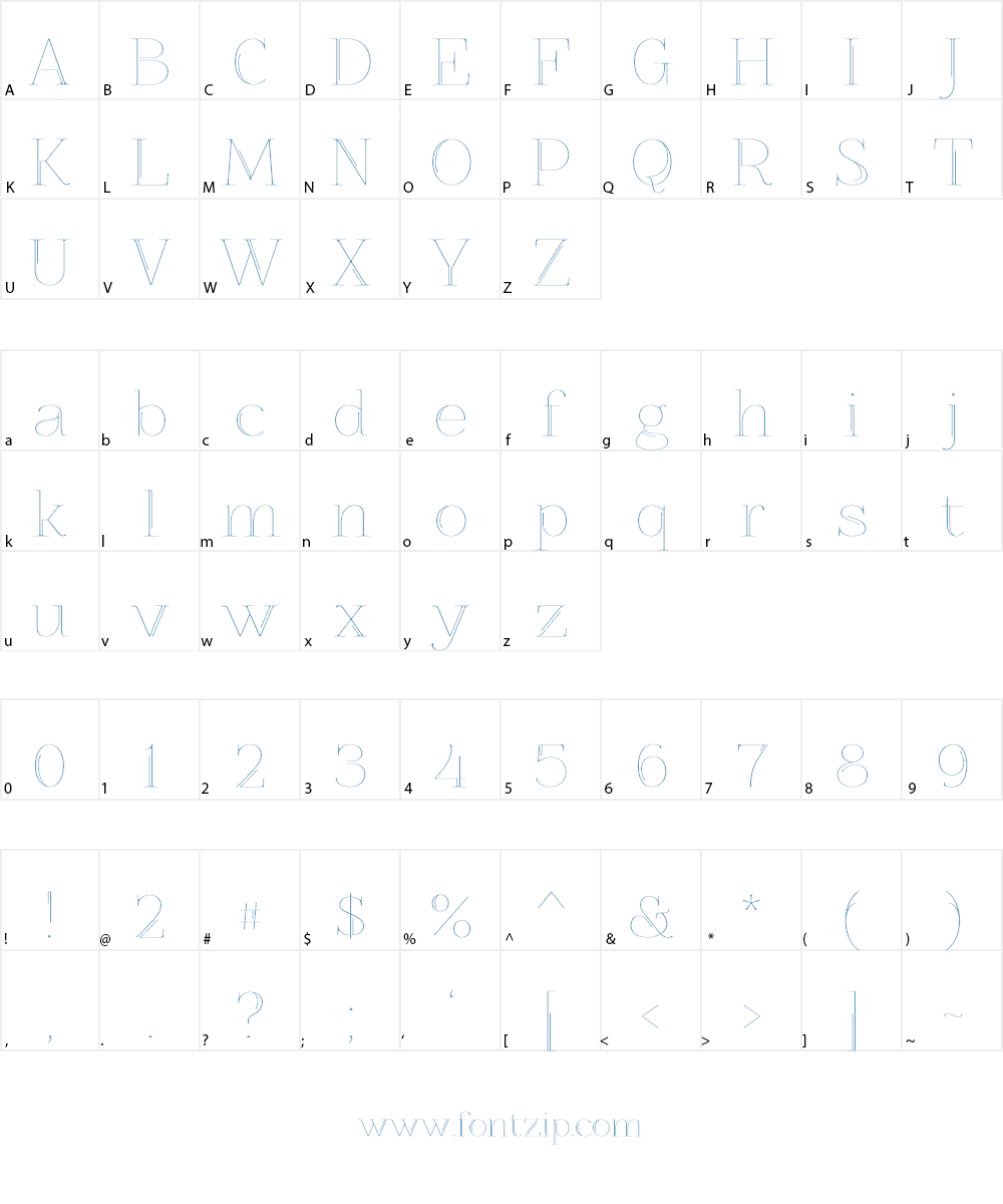 ZnikomitNo25 Font Character