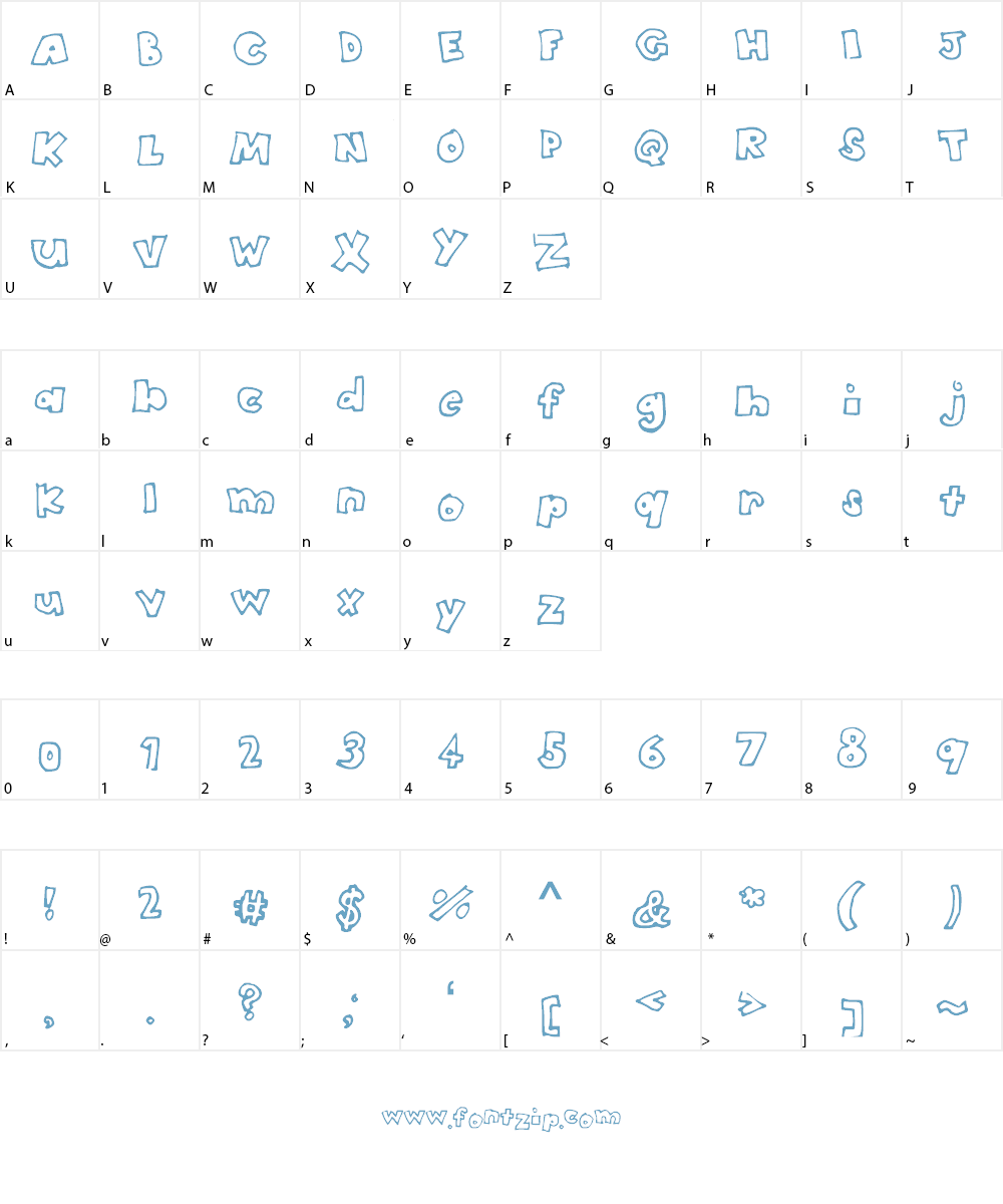 HeadintheClouds Font Character