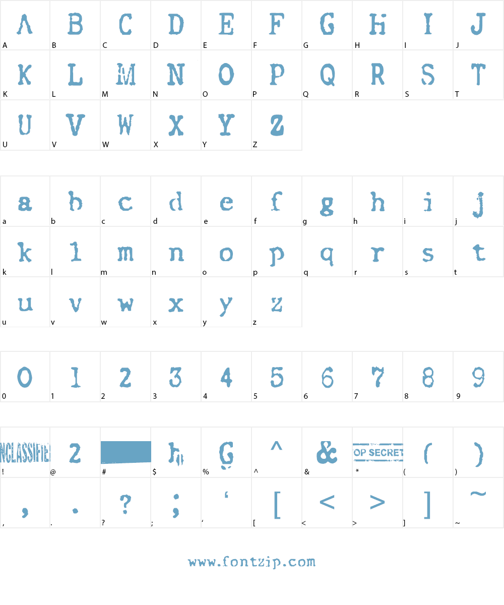 FBI Old Report Font Character