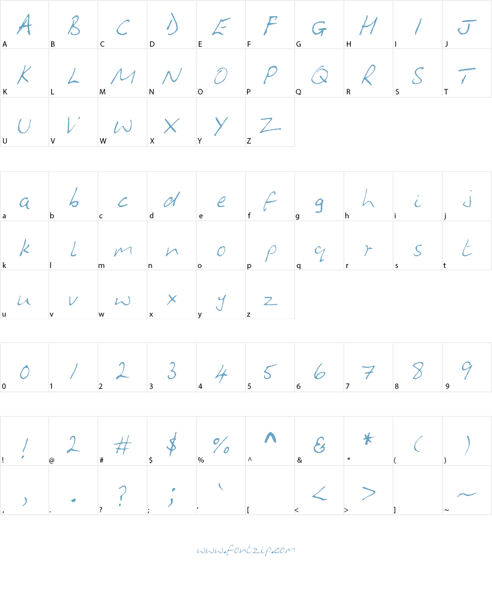 HandwritingOBP Font Character