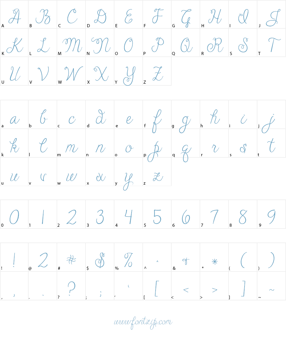 Janda Cheerful Script Font Character