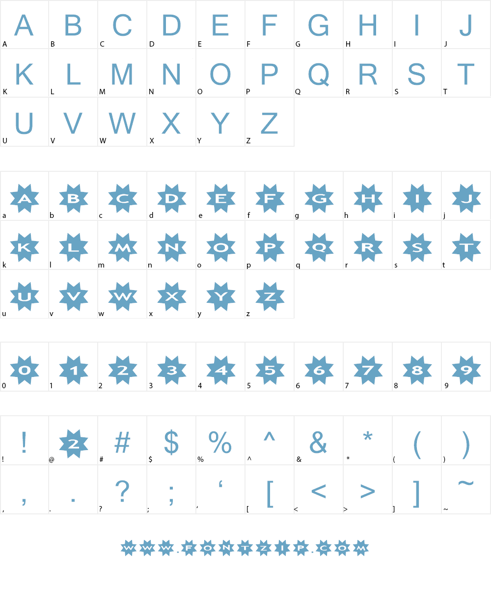 AlphaShapes stars 3 Font Character