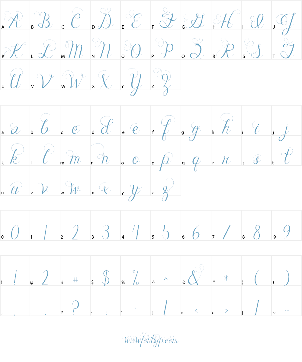 Janda Celebration Script Font Character