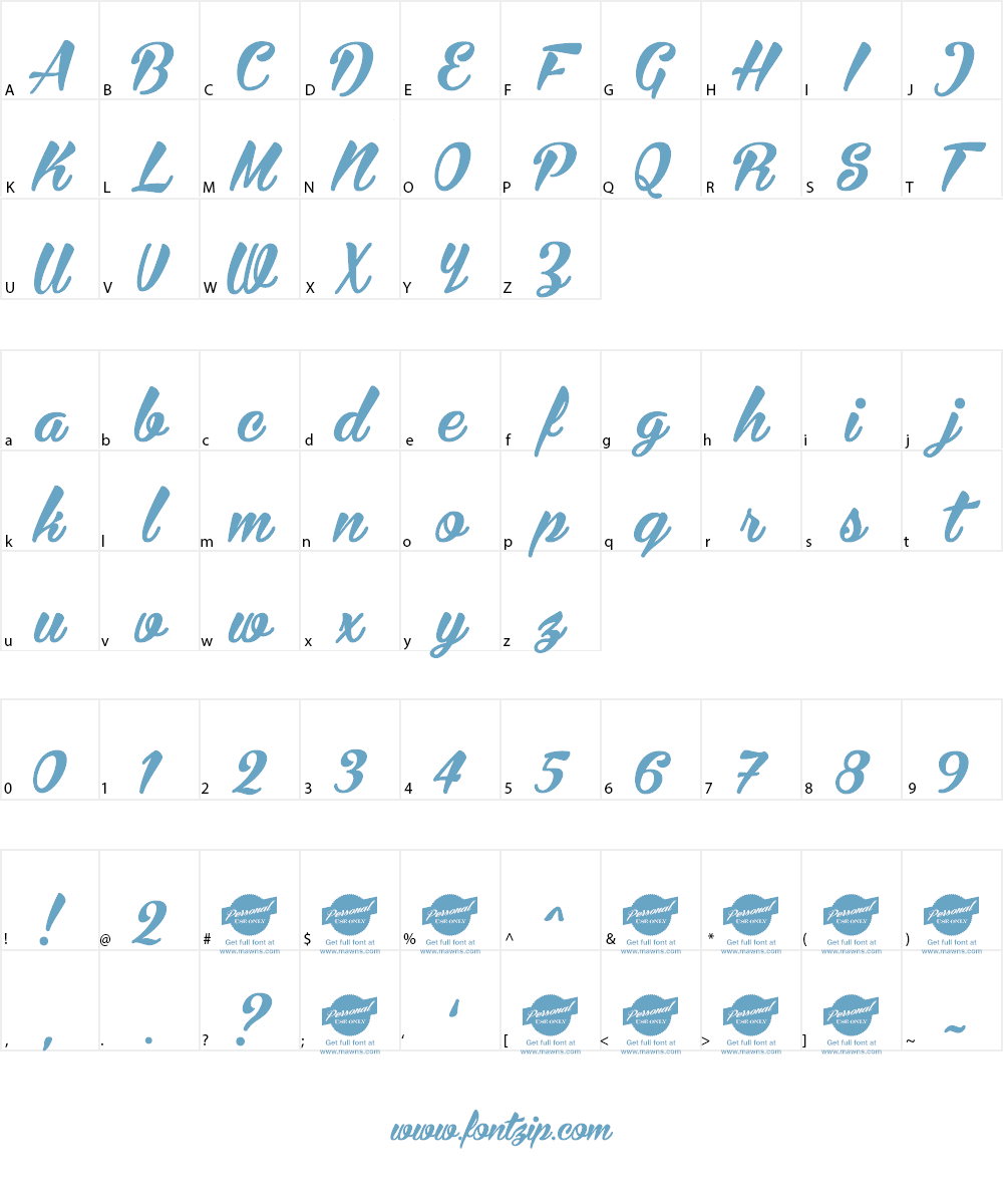 Bira PERSONAL USE ONLY Font Character