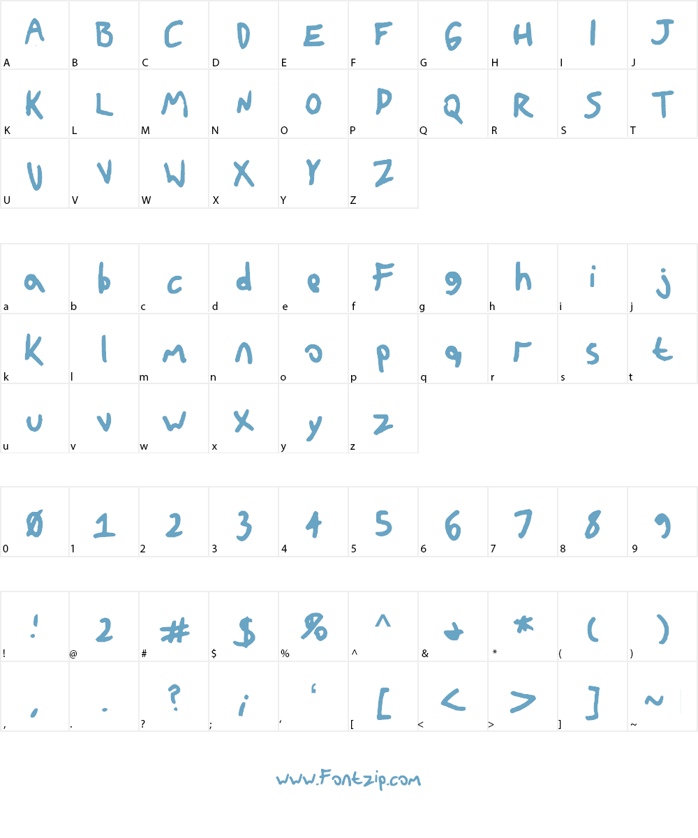GradeSkoolerNBP Font Character