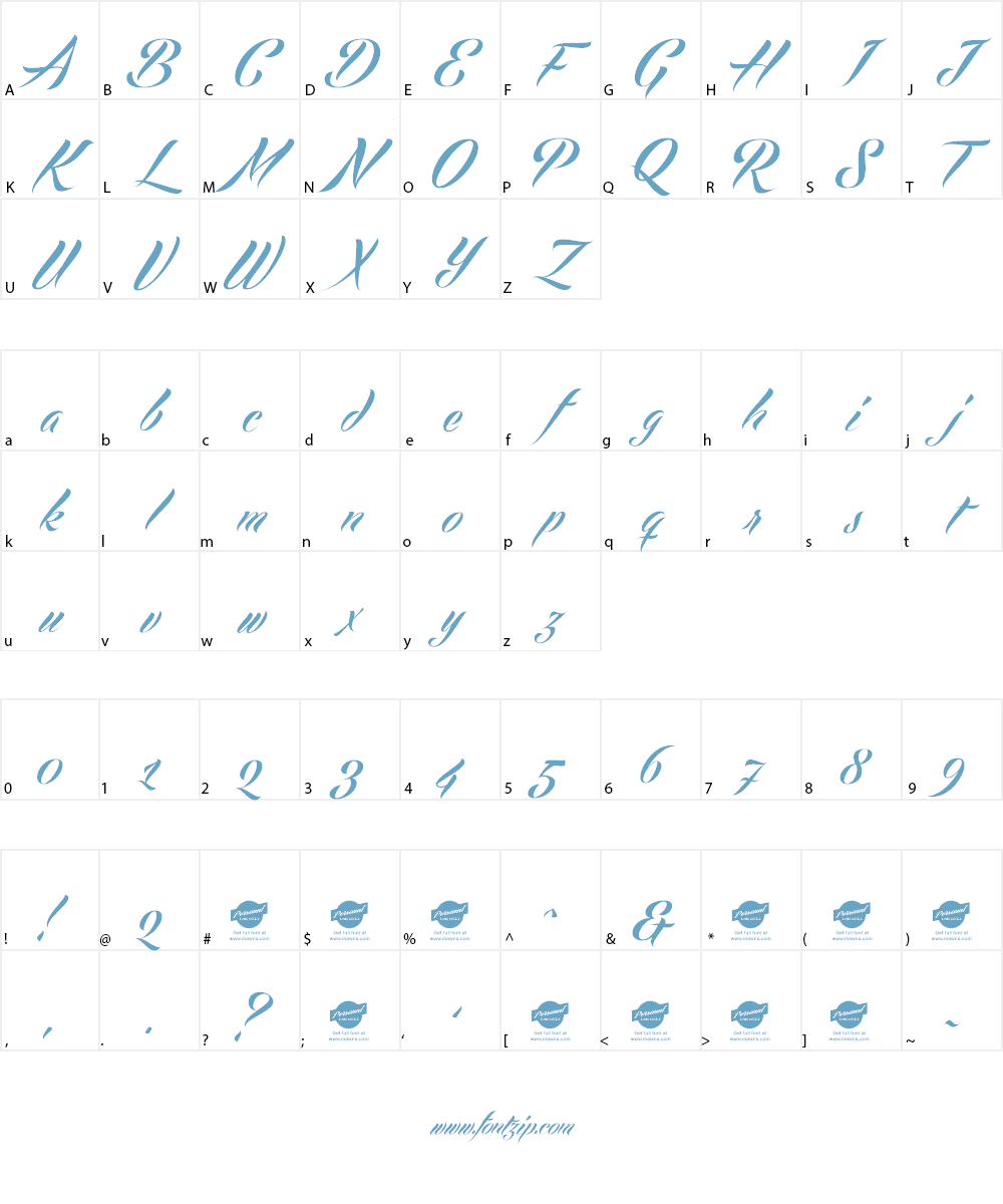 Echinos Park Script PERSONAL US Font Character
