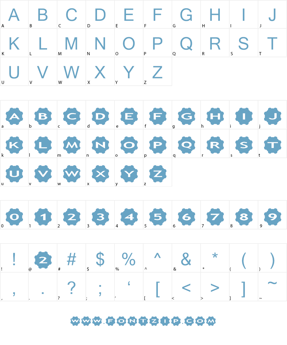 AlphaShapes gears 2 Font Character