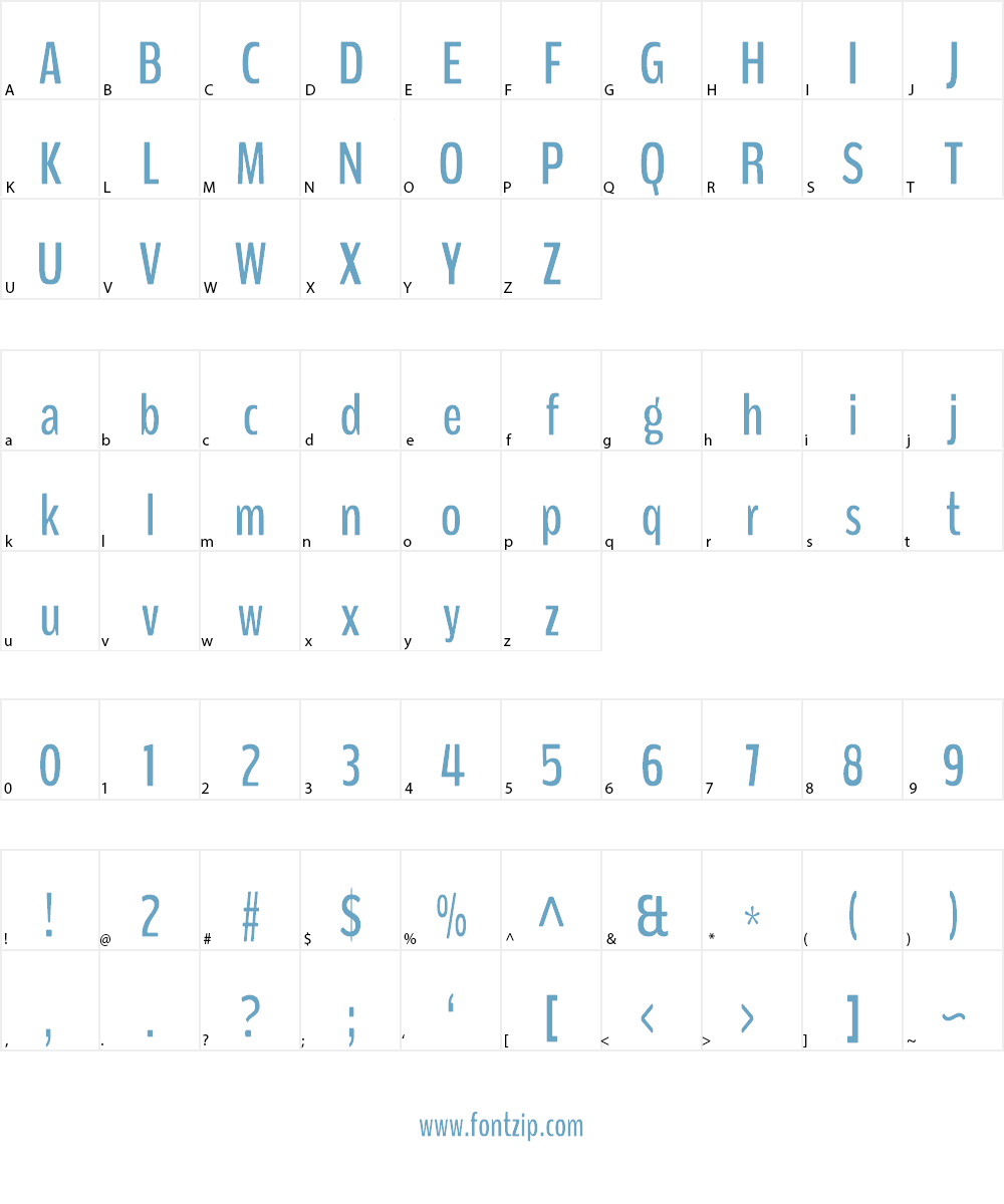 BenchNine Font Character