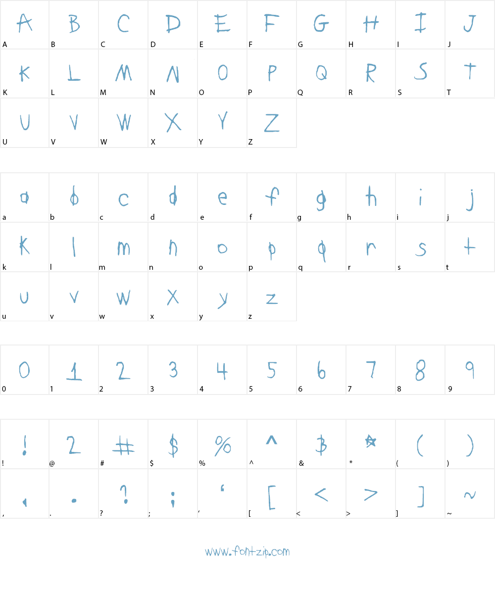 DearKatieNBP Font Character