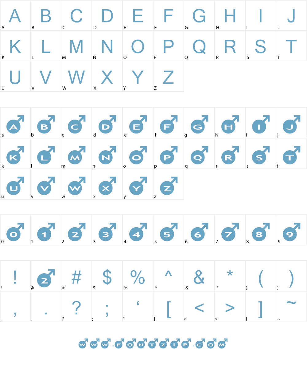 AlphaShapes male Font Character