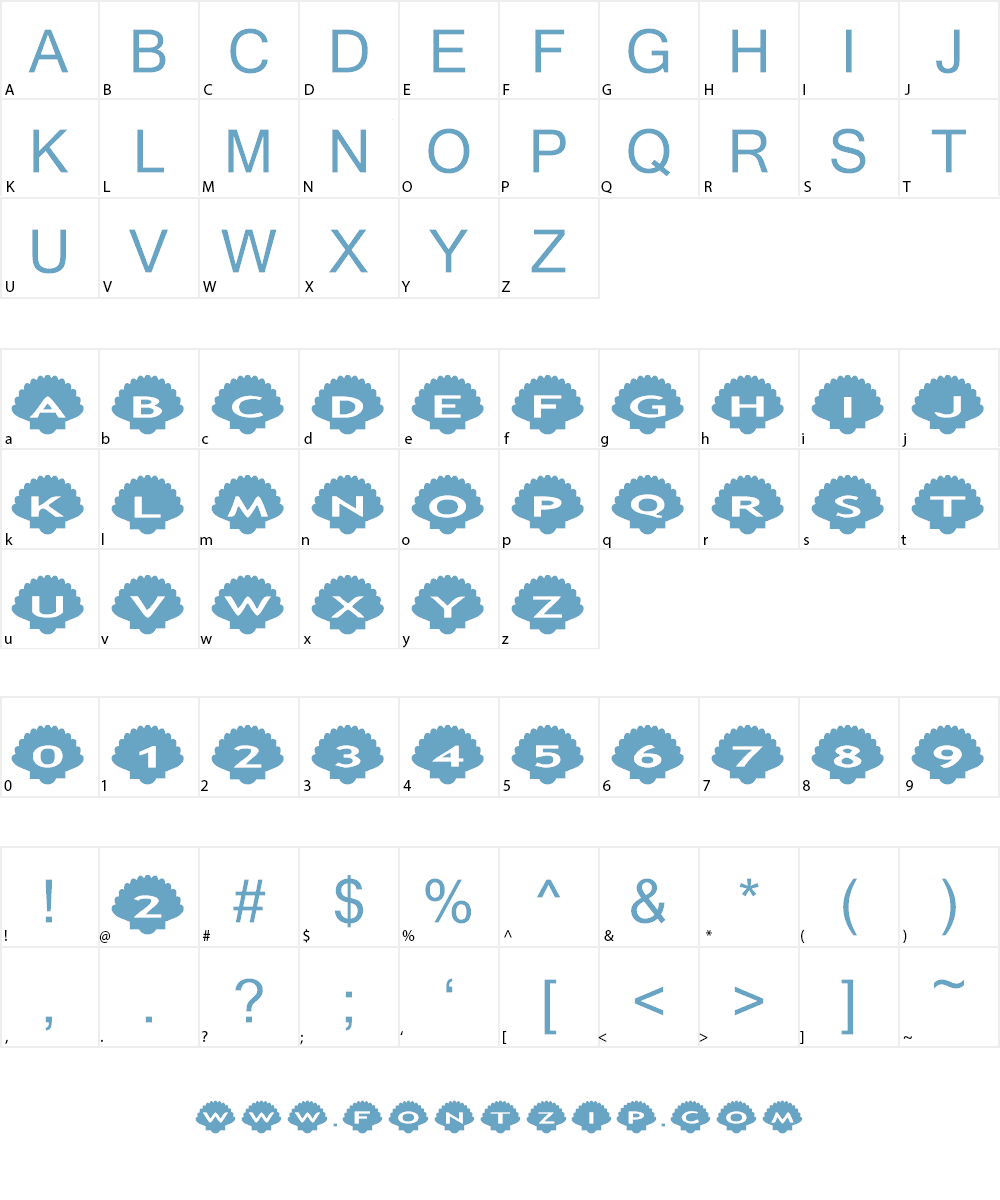 AlphaShapes shells Font Character