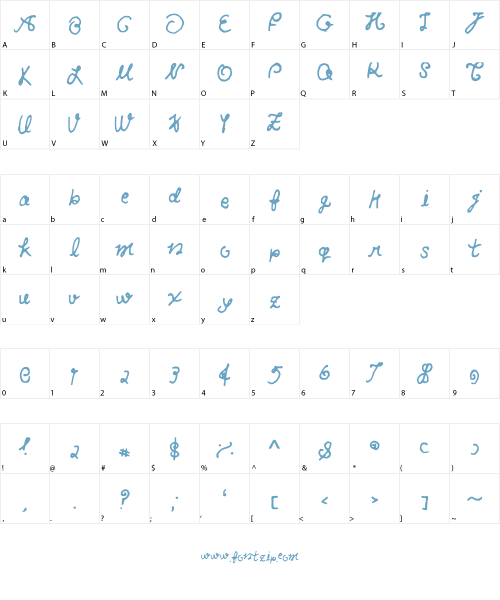 SAEnglishTeaParty Font Character
