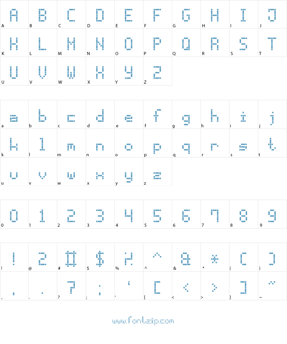Dash Dot LCD-7 Font Character