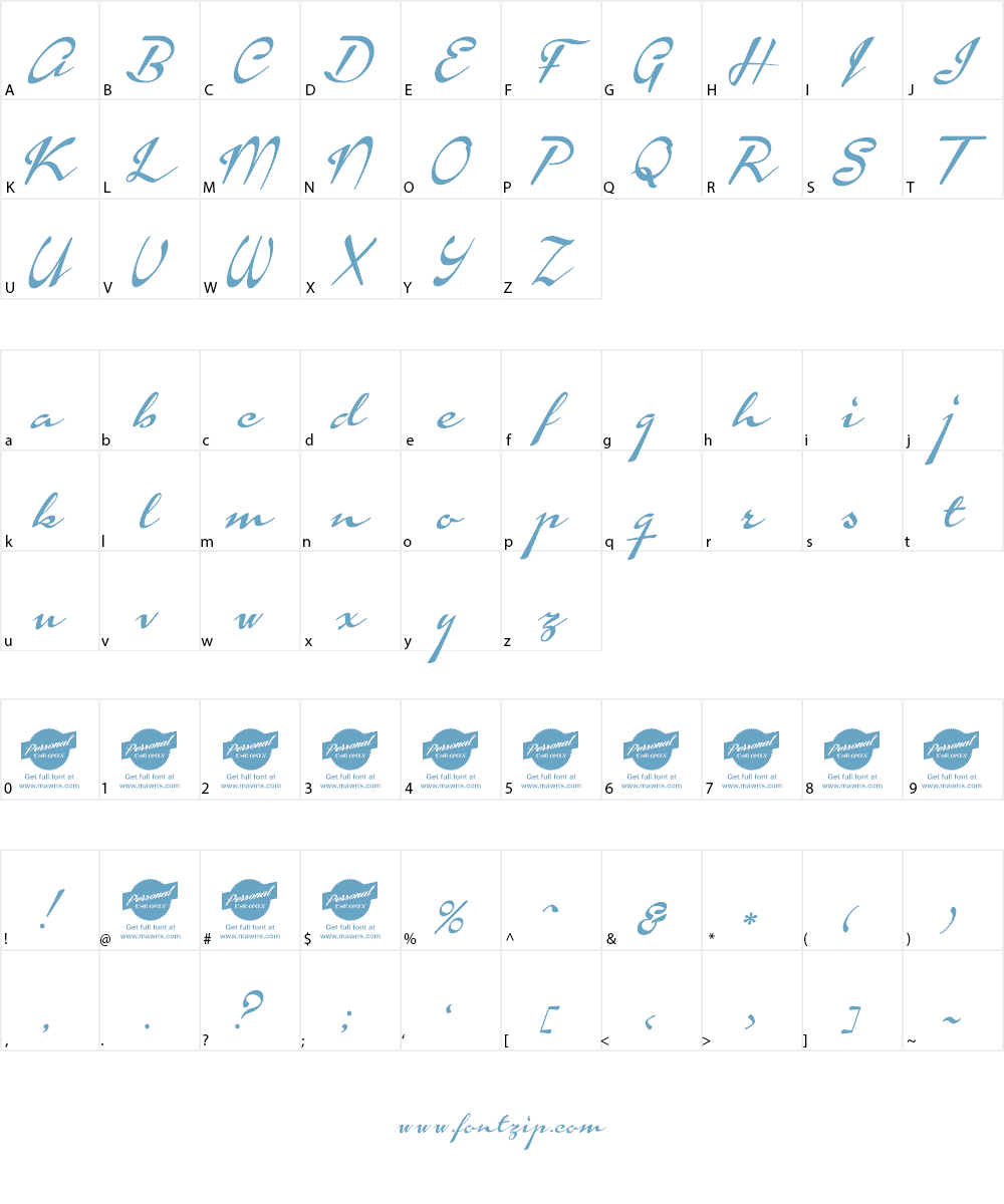 Calendary Hands PERSONAL USE DE Font Character
