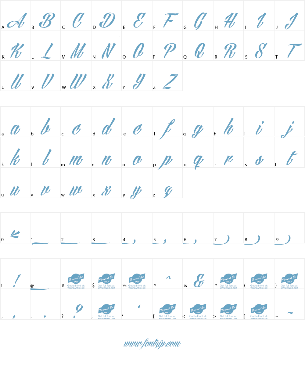 Angilla Tattoo Personal Use Font Character