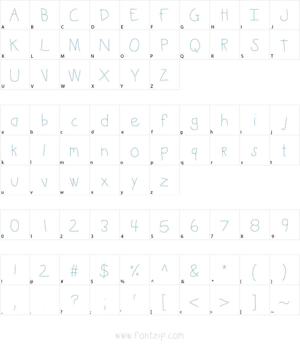 KBKinderWrite Font Character