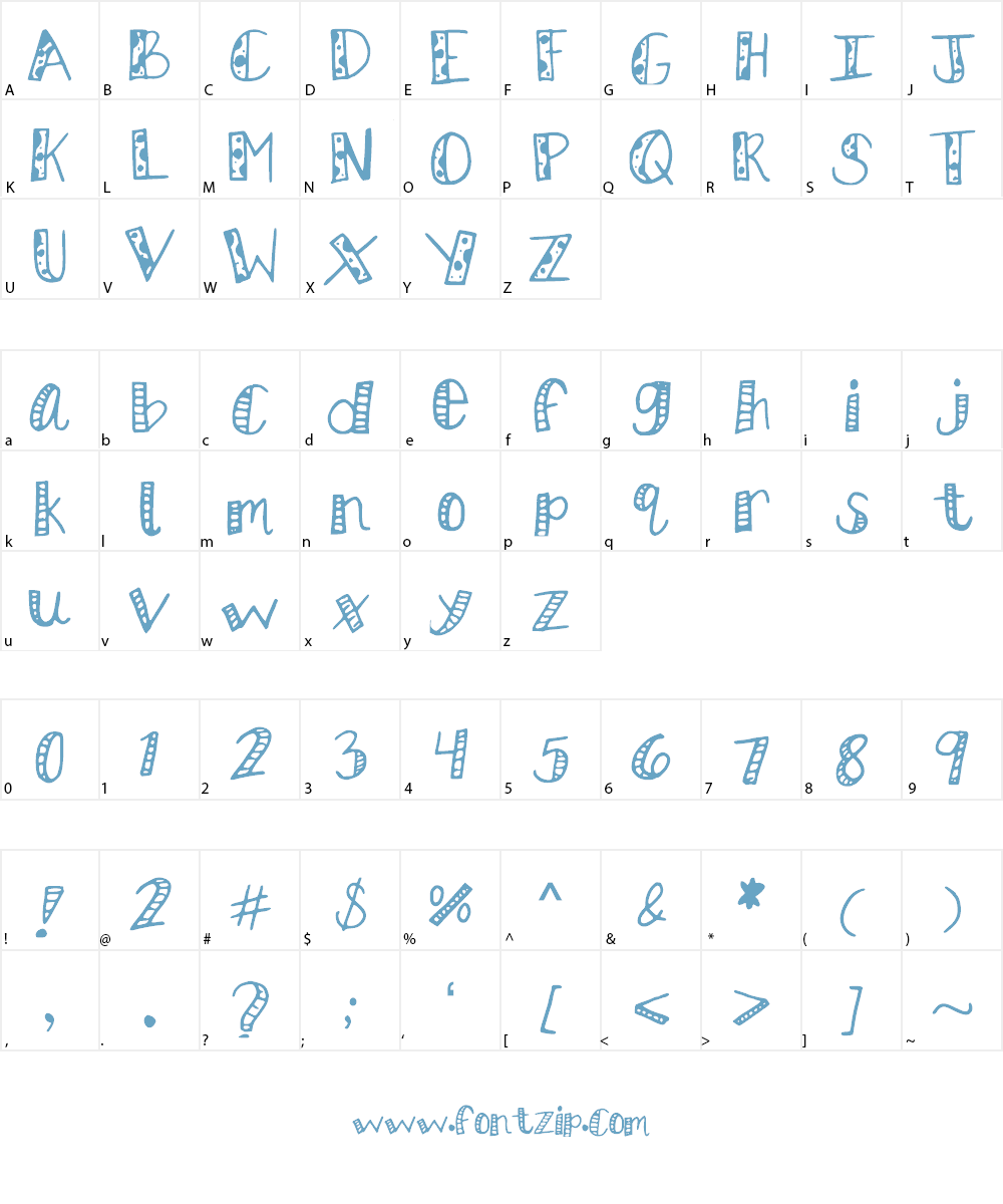 KBStripedPajamas Font Character