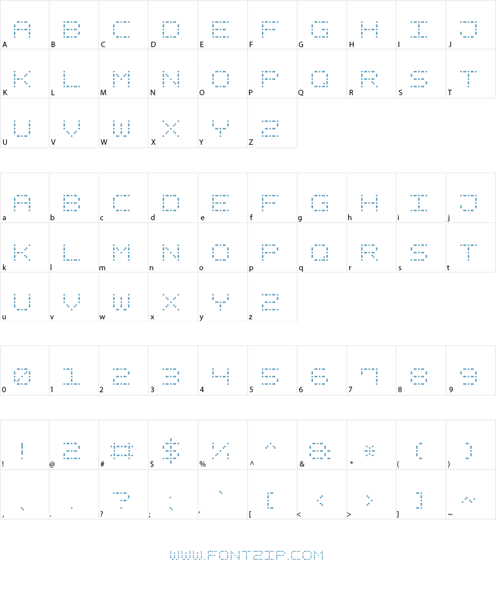 Dash Dot Square-7 Font Character